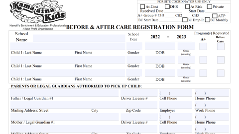 A+ Registration Packet (Oʻahu)
